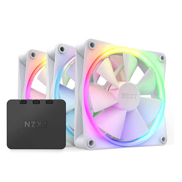 Nzxt F120 RGB 120mm White Cabinet Fan with RGB Controller (Triple Pack)